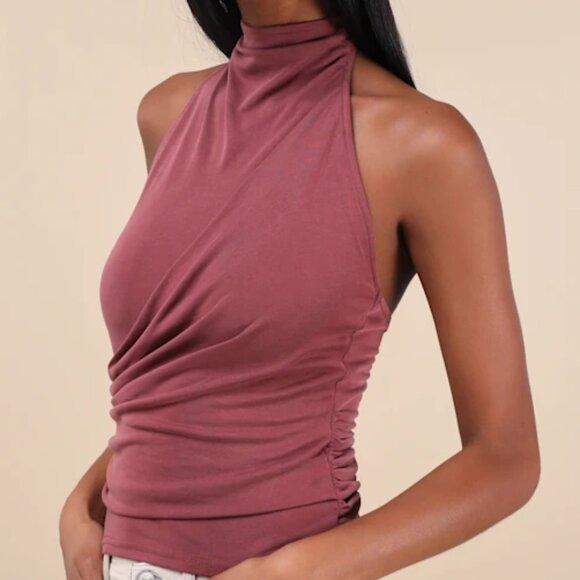 Cute Inspiration Dark Mauve Sleeveless Halter Top SMALL - Picture 1 of 4